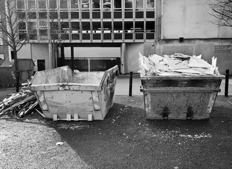 Residential waste bins ready for pickup